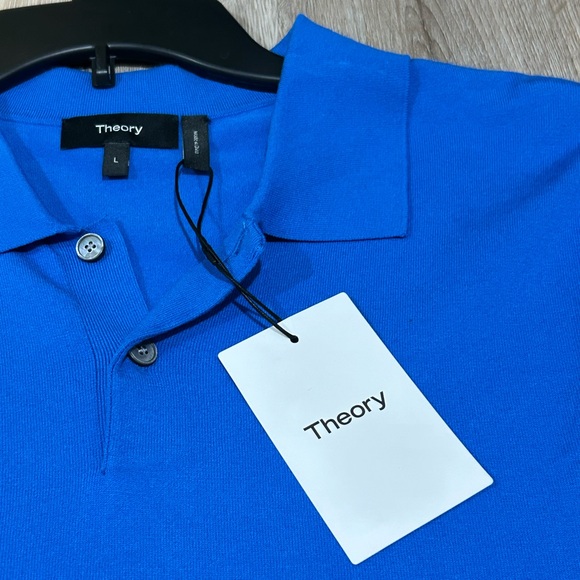 Theory Mens Blue Luxury Polo NWT $165 Size L - Picture 7 of 10